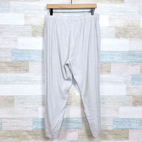 J Jill Linen Stretch Button Hem Ankle Pants Gray Womens MP Medium Petite - Picture 4 of 11